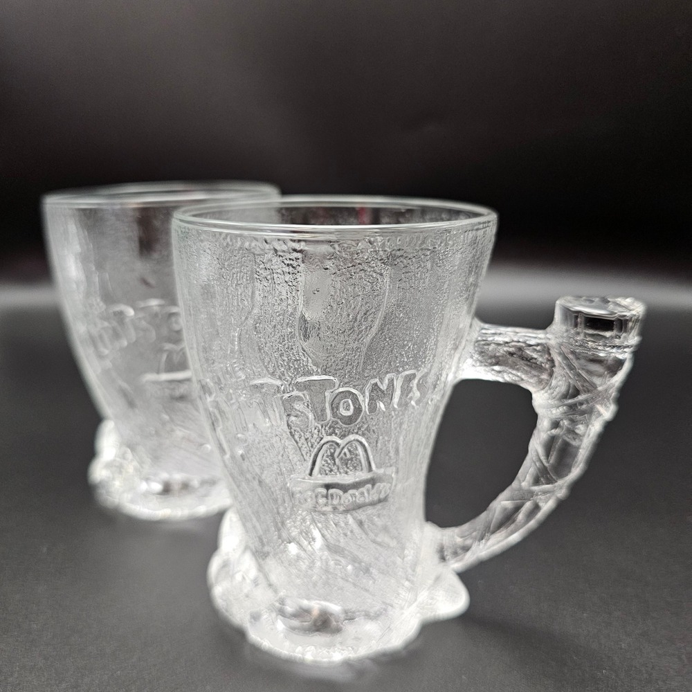 The Flintstones Mammoth Mug Set of 2 McDonald's Collectible‎ Glass Cups